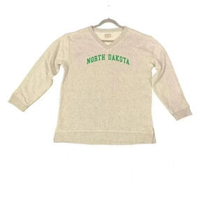 Women’s Grey Pullover V-neck North Dakota Sweater By Chicka-d Size L NWOT